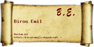 Biros Emil névjegykártya