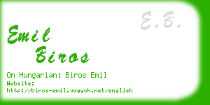 emil biros business card